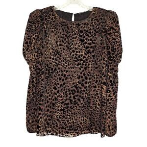 Elie Tahari Noelle Leopard Print Velvet Burnout Blouse, size Medium
